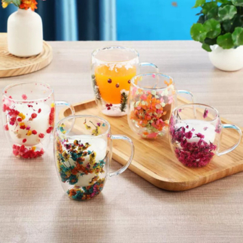 floral fusion double wall glass cups
