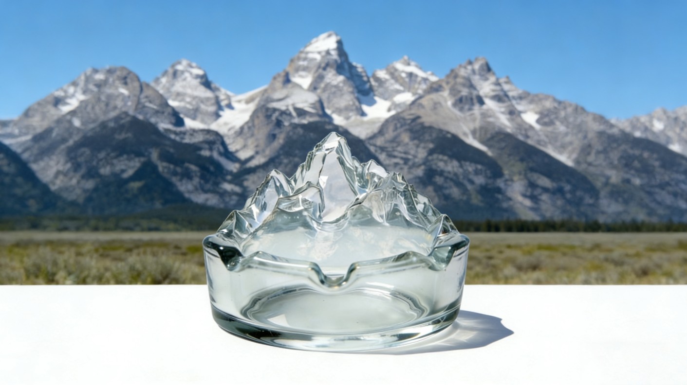 Grand Teton Mountain Range Glass Ashtray