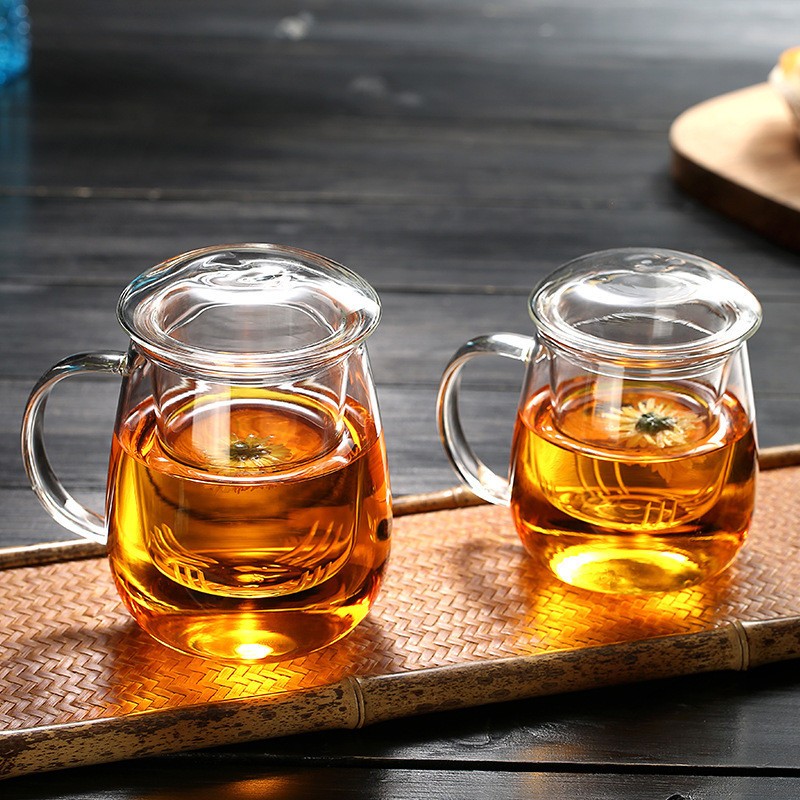 Glass teacups and teapots with handles and lids 330ml,500ml (6)