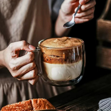 clear double glass coffee mugs